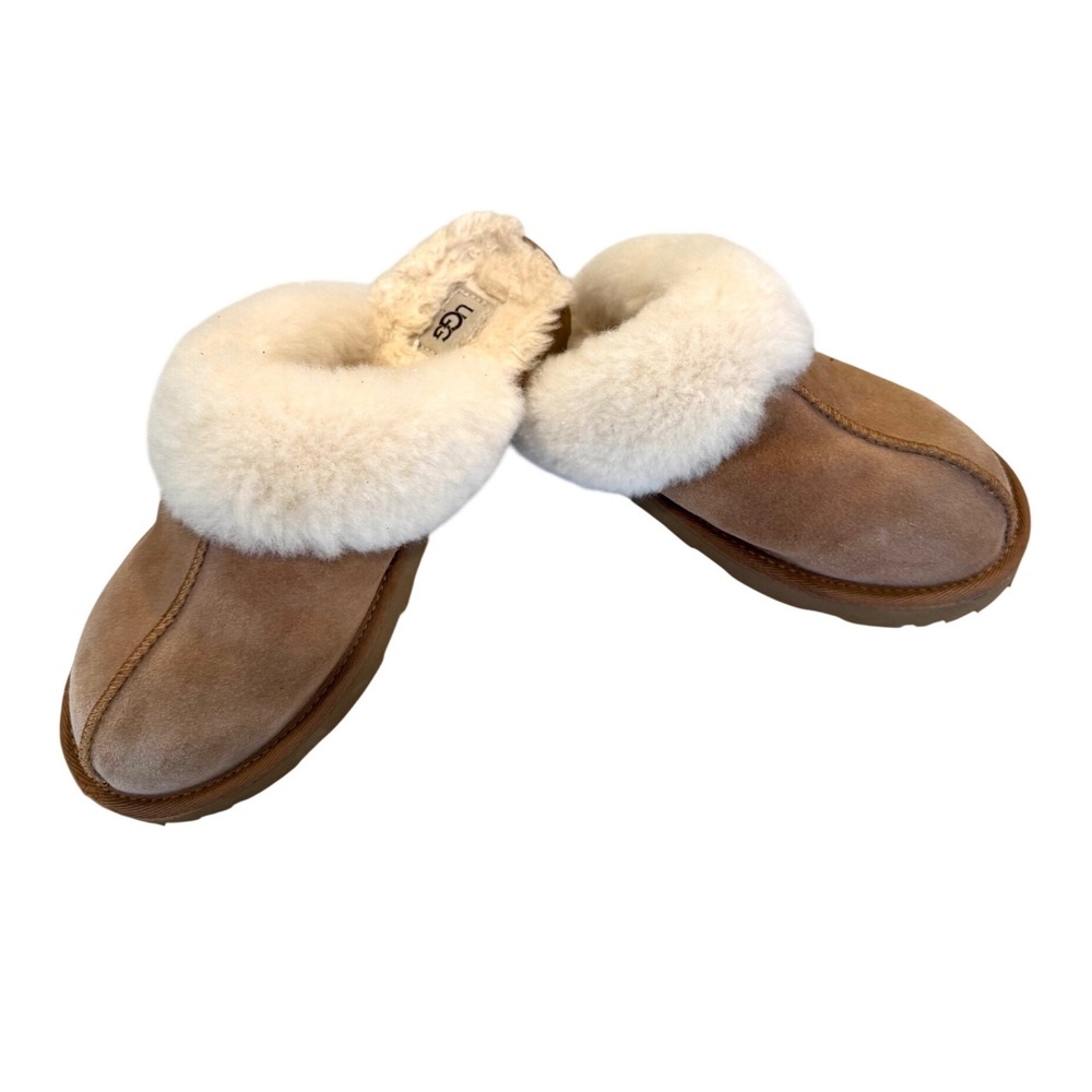 UGG Scuffette II Women's Est Size 8 Chestnut Suede Sheepskin Slippers